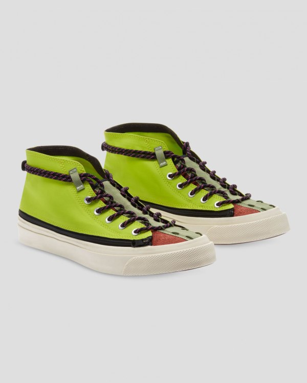 Converse Deck Star Zip Grøn Sko Danmark - Converse Mid Sneakers Herre - 98143IVJW